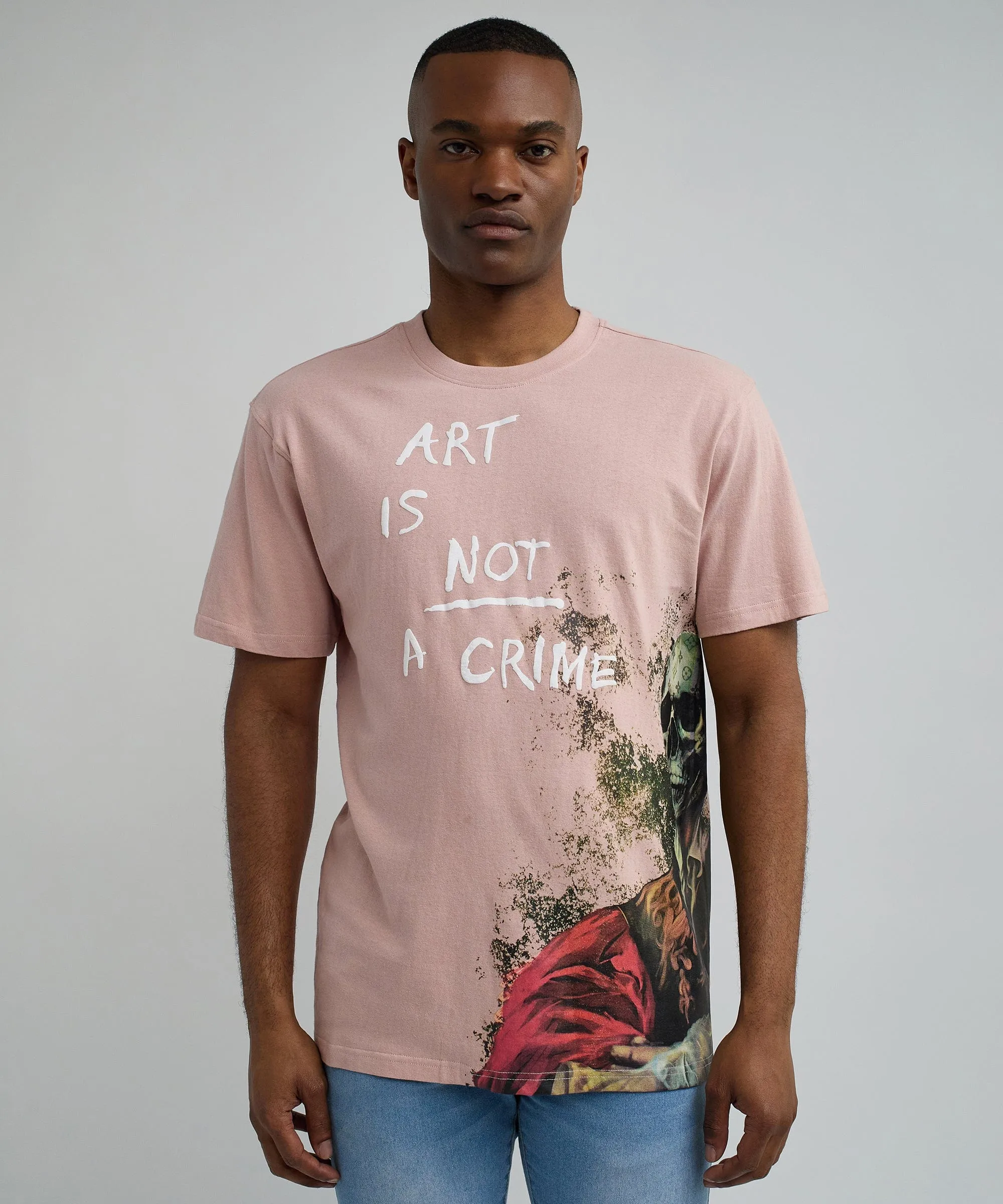 Art Is Not A Crime Oversized Short Sleeve Tee - Pink