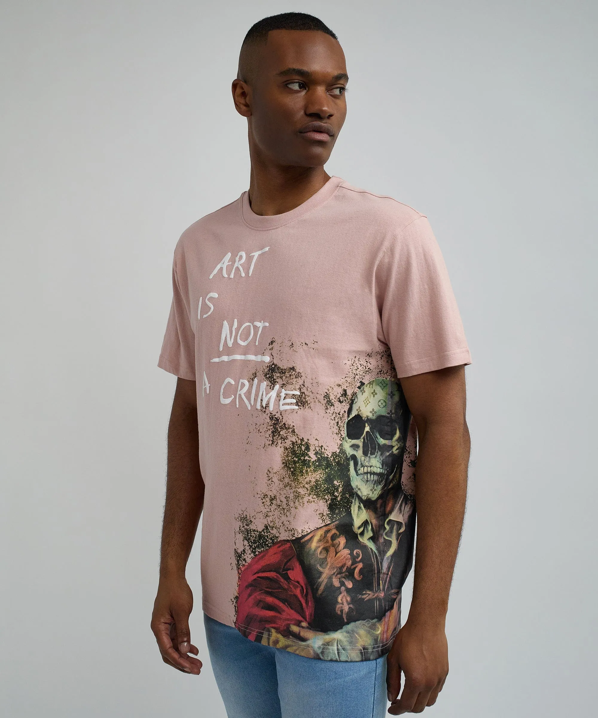 Art Is Not A Crime Oversized Short Sleeve Tee - Pink