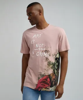 Art Is Not A Crime Oversized Short Sleeve Tee - Pink