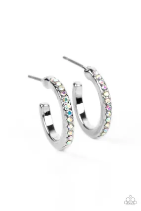 Audaciously Angelic Multi Iridescent Rhinestone Hoop Earrings - Paparazzi Accessories