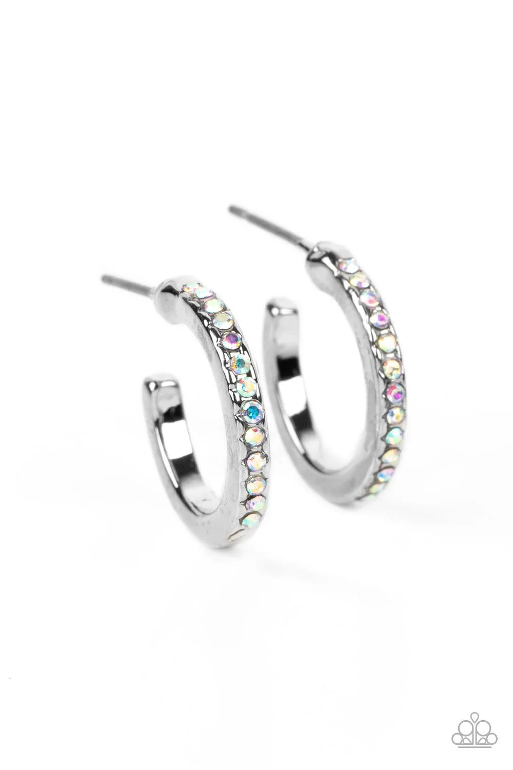 Audaciously Angelic Multi Iridescent Rhinestone Hoop Earrings - Paparazzi Accessories