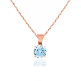 AURORA - Round Aqua Spinel 18k Rose Gold Solitaire Pendant