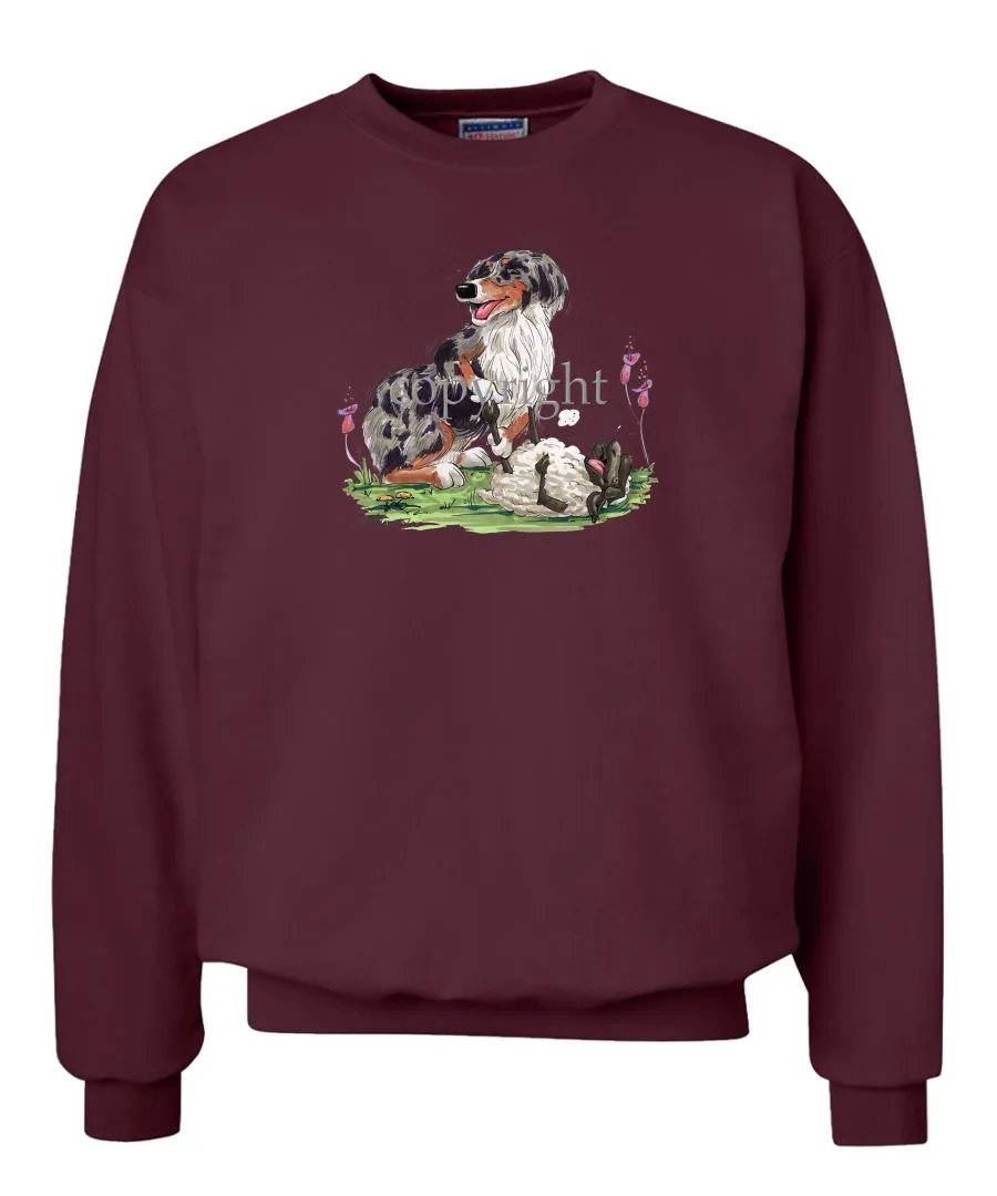 Australian Shepherd  Blue Merle - Tickling Sheep - Caricature - Sweatshirt