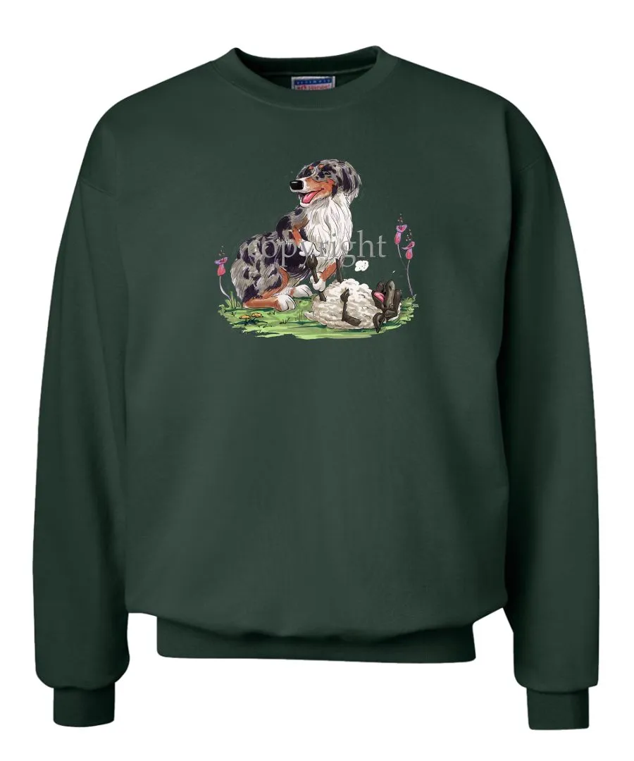 Australian Shepherd  Blue Merle - Tickling Sheep - Caricature - Sweatshirt