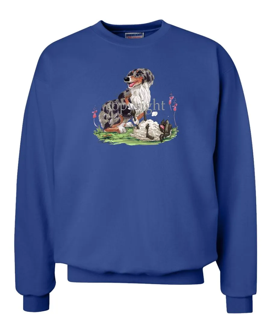 Australian Shepherd  Blue Merle - Tickling Sheep - Caricature - Sweatshirt