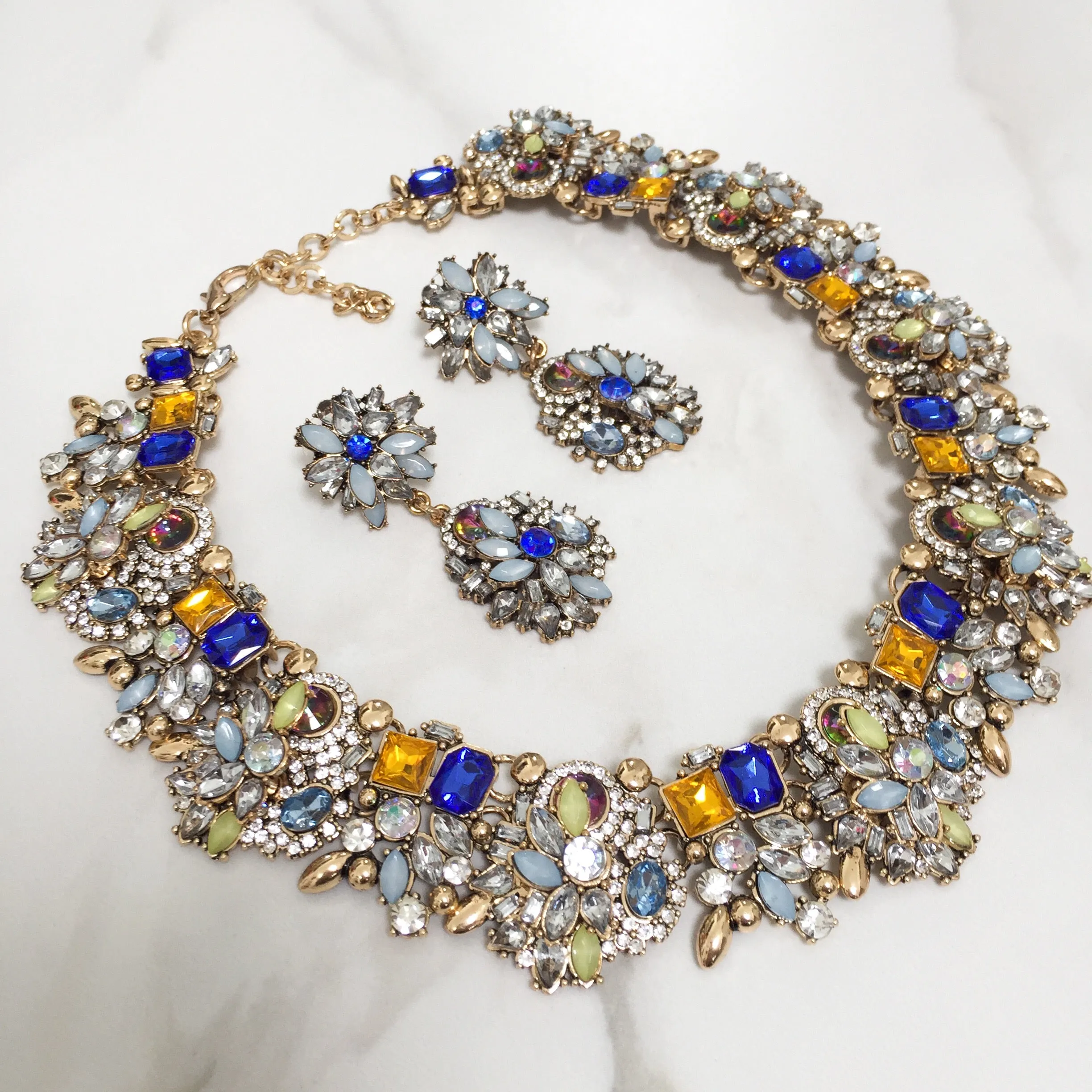 AVAANI Blue Rhinestone Necklace