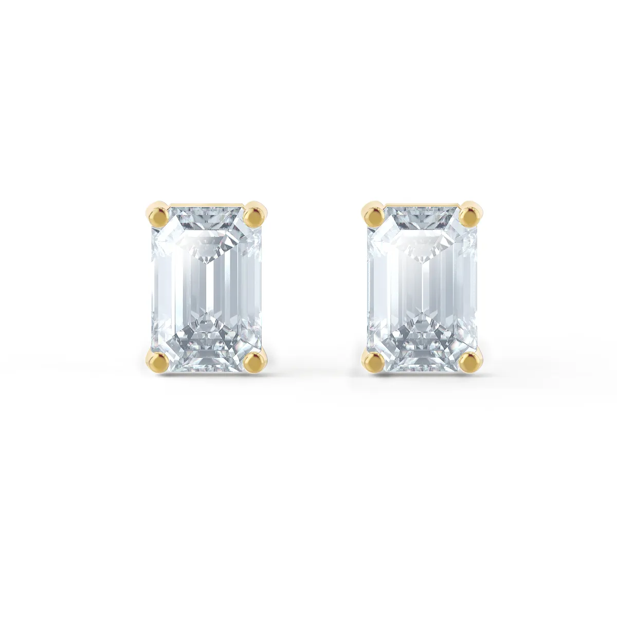 AVIANA - Emerald Moissanite 18k Yellow Gold Emerald Stud Earrings