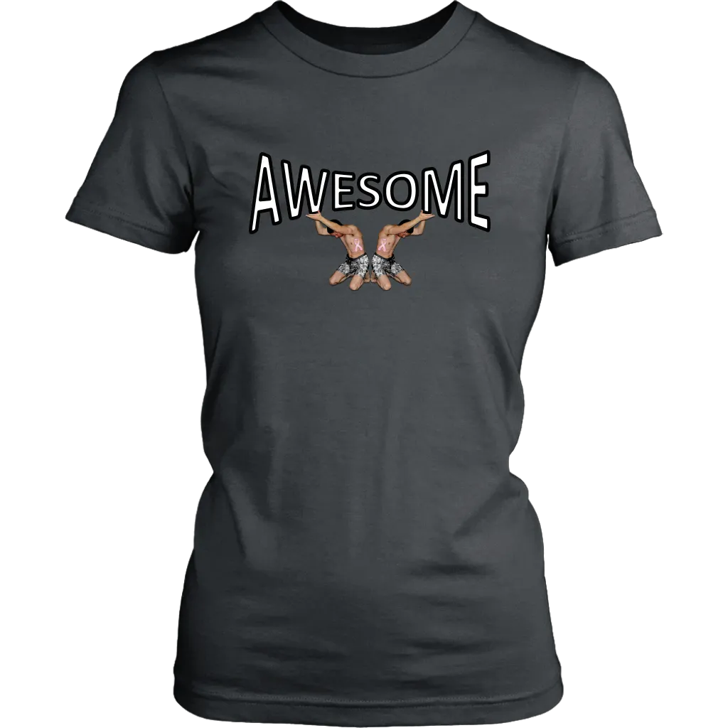 AWESOME Women's T-shirt (Tiny Men Lift Awesome on Your Chest)