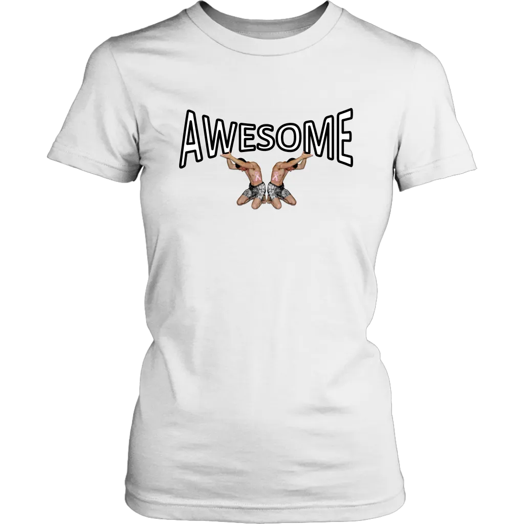 AWESOME Women's T-shirt (Tiny Men Lift Awesome on Your Chest)