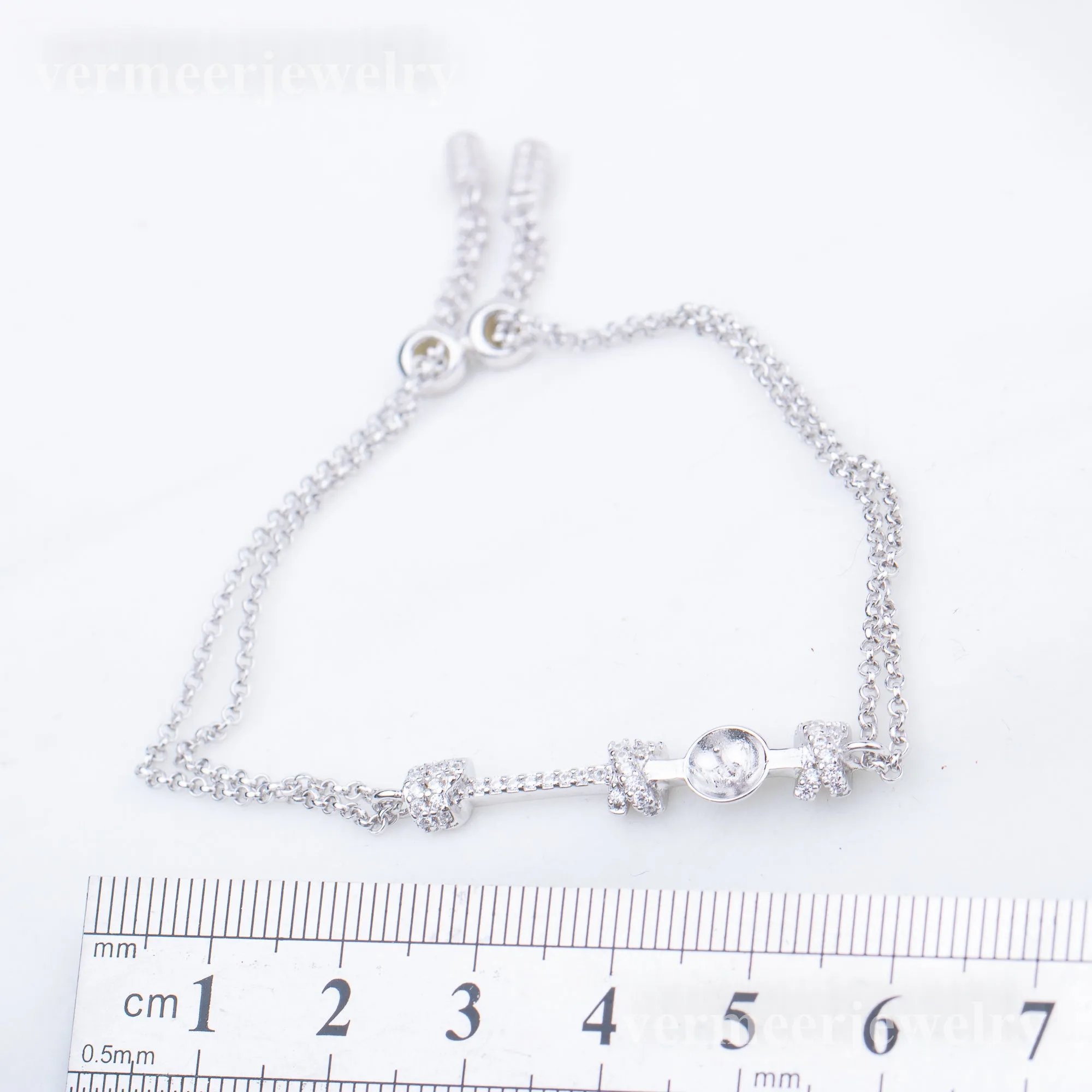 b030204 DIY 7-8mm Natural Freshwater pearl bracelet accessory 925 sterling silver adjustable chain bracelet for women