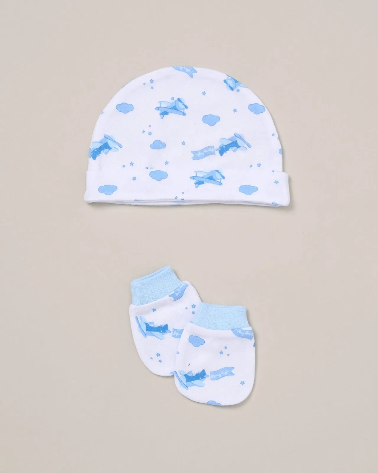 Baby Boy 5 Piece Multi Print Layette Set - Blue