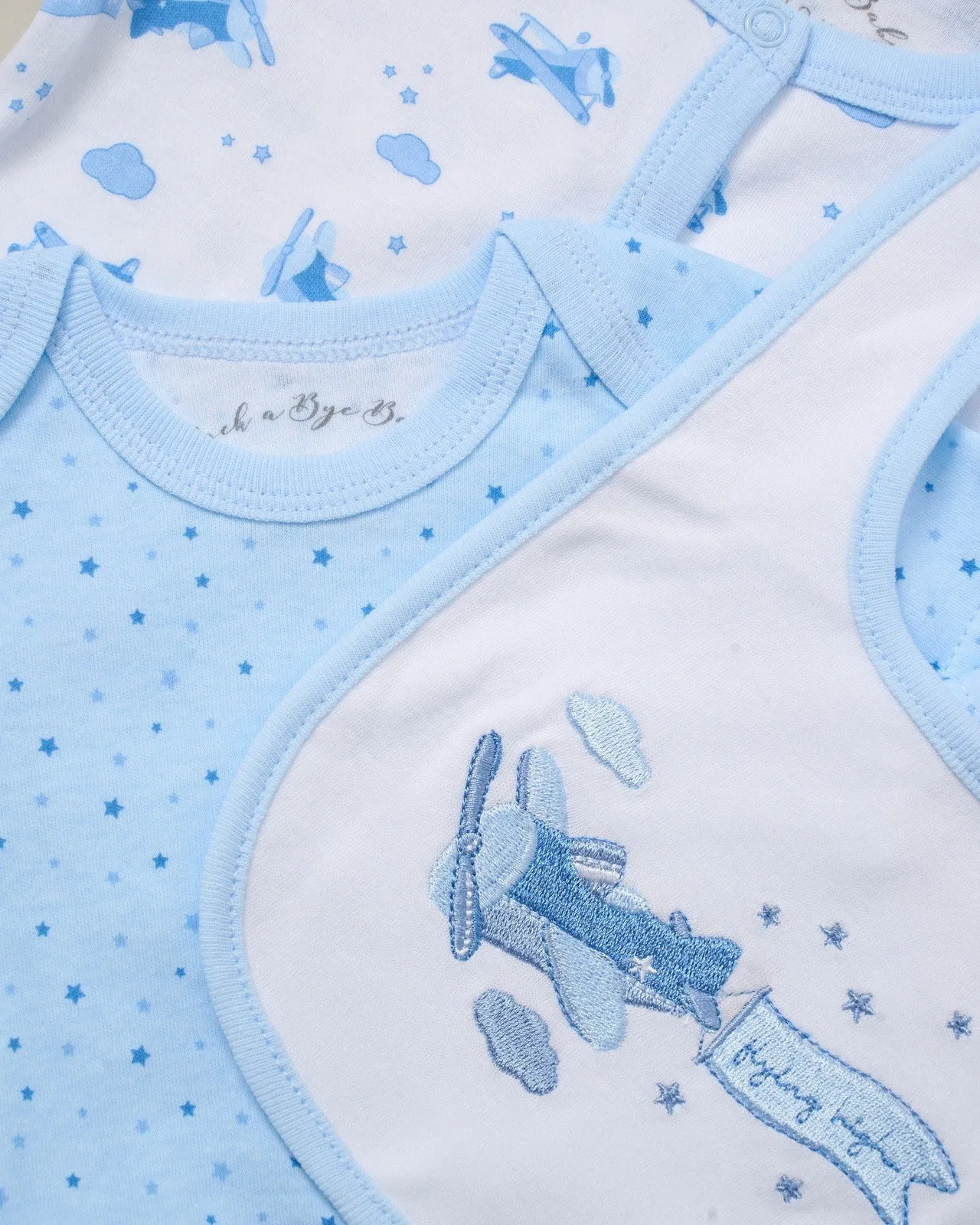 Baby Boy 5 Piece Multi Print Layette Set - Blue