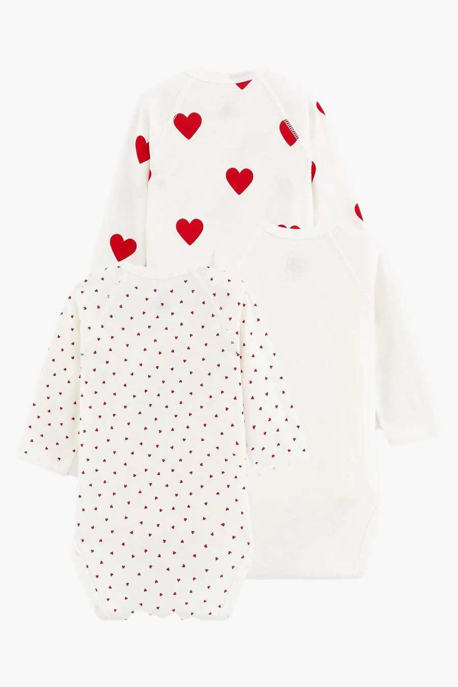 Baby Onesie Petit Bateau 3-Pack Kimono - Hearts