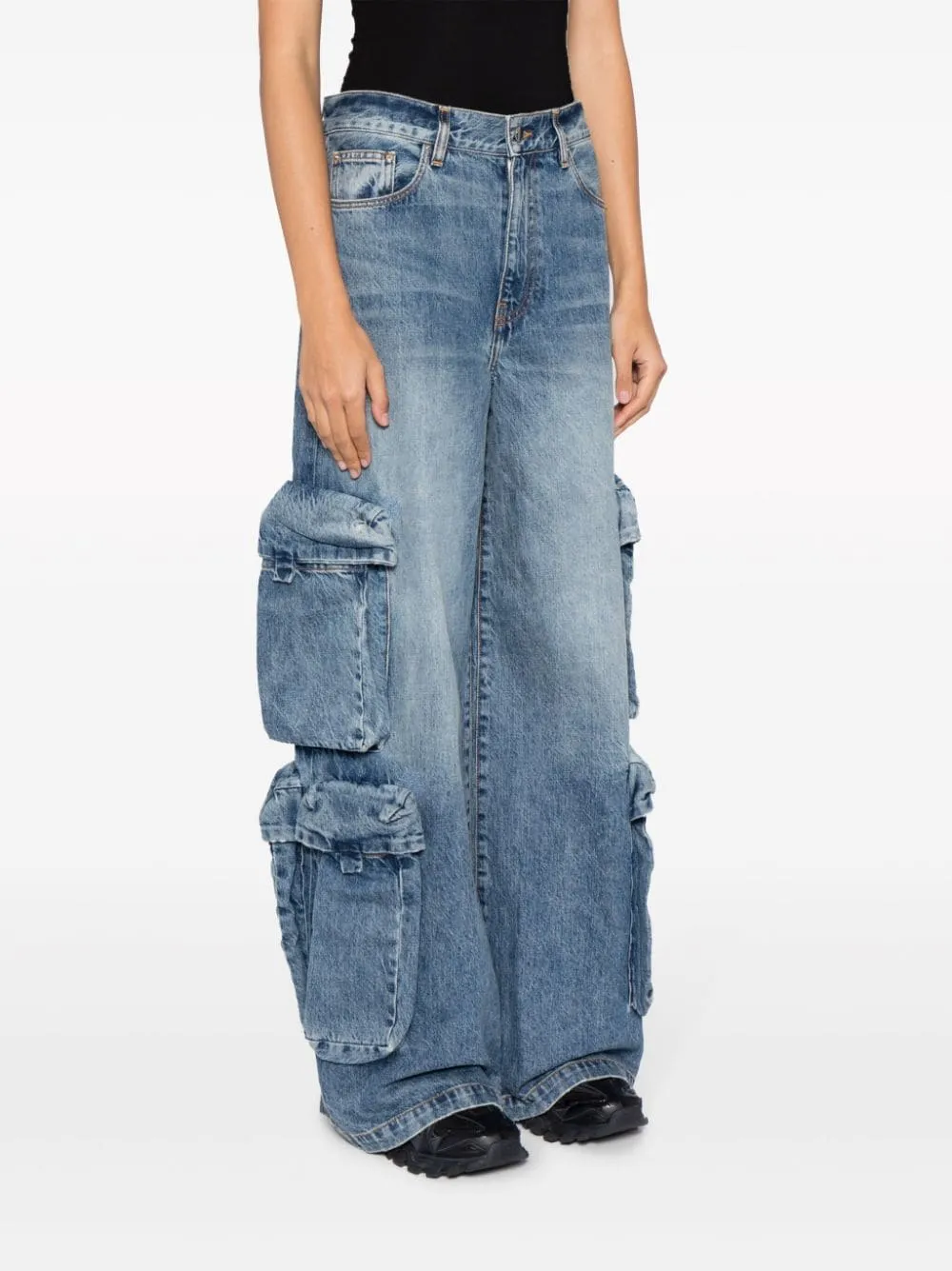 Baggy mid-rise wide-leg jeans