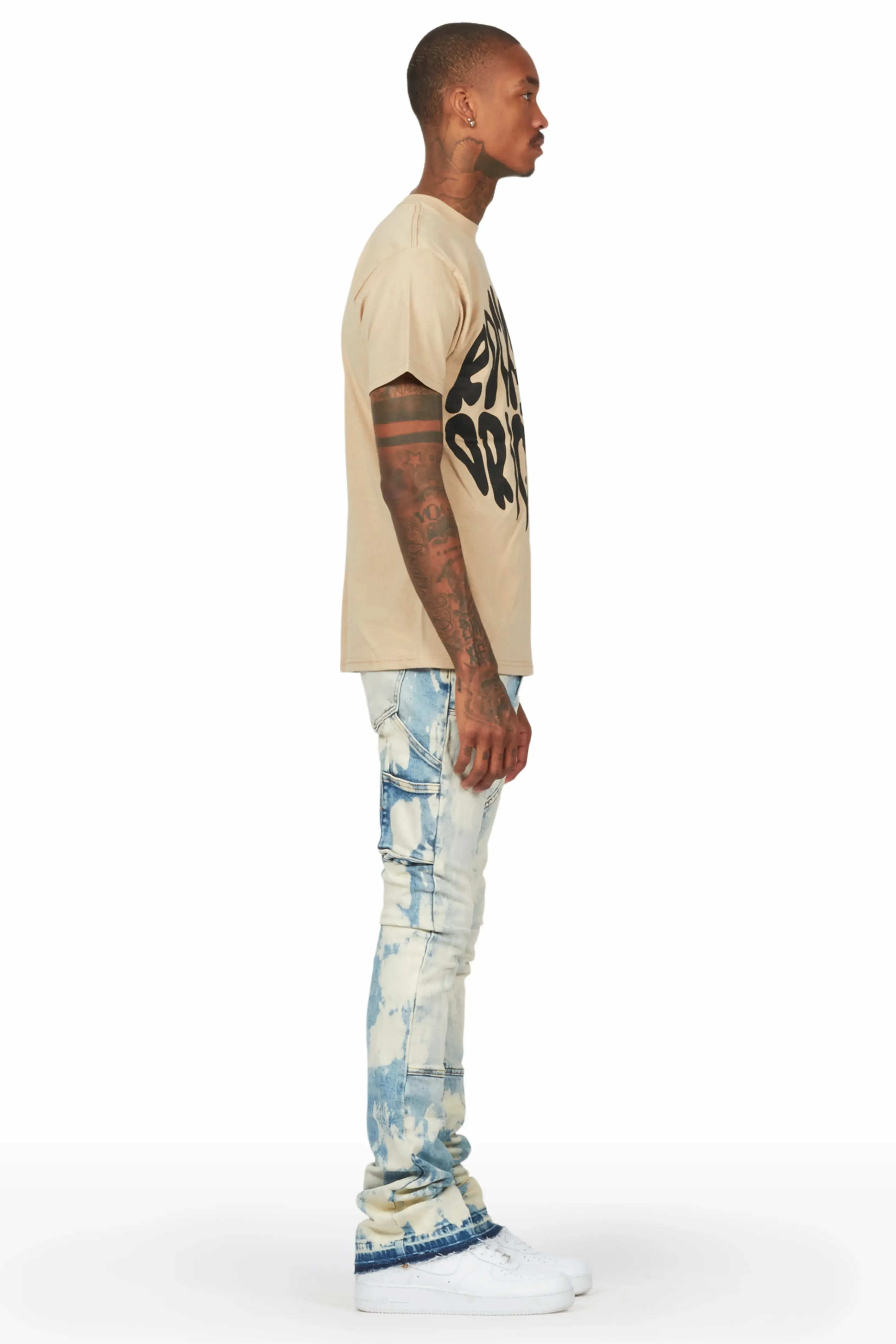 Bakir Light Blue Stacked Flare Jean