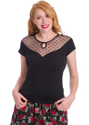 Banned Smoulder Polkadot 50's Top Black