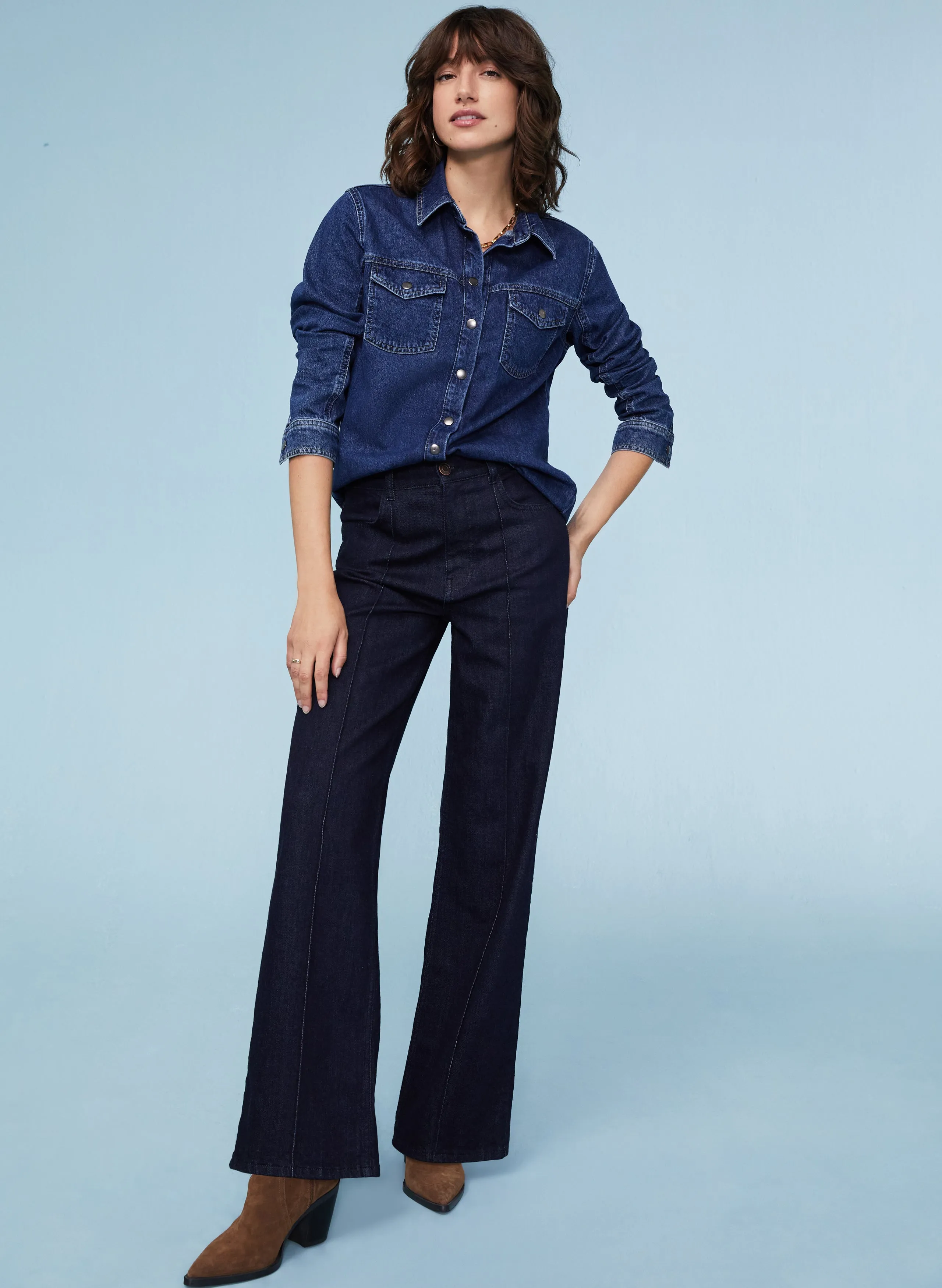 Baukjen Organic Pintuck Wide Jeans