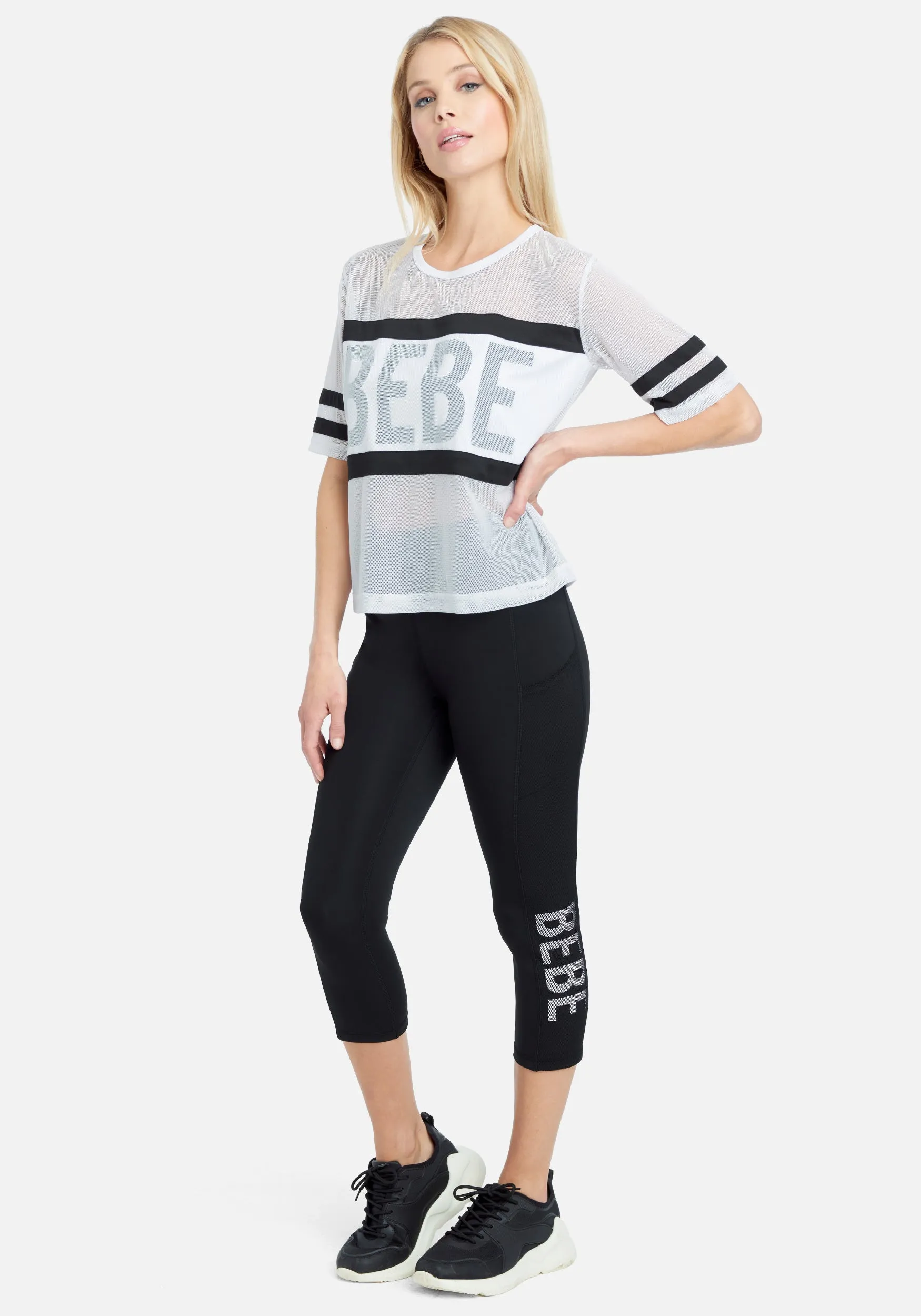 Bebe Sport Net Mesh Capri Legging