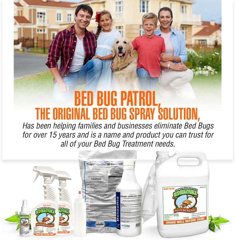 Bed Bug Patrol Bed Bug Killer Spray Treatment, 24oz Kills Bed Bugs on Contact with Residual Protection, Natural & Non-Toxic, Child & Pet Safe. Recommended for Home, Mattresses & Furniture.