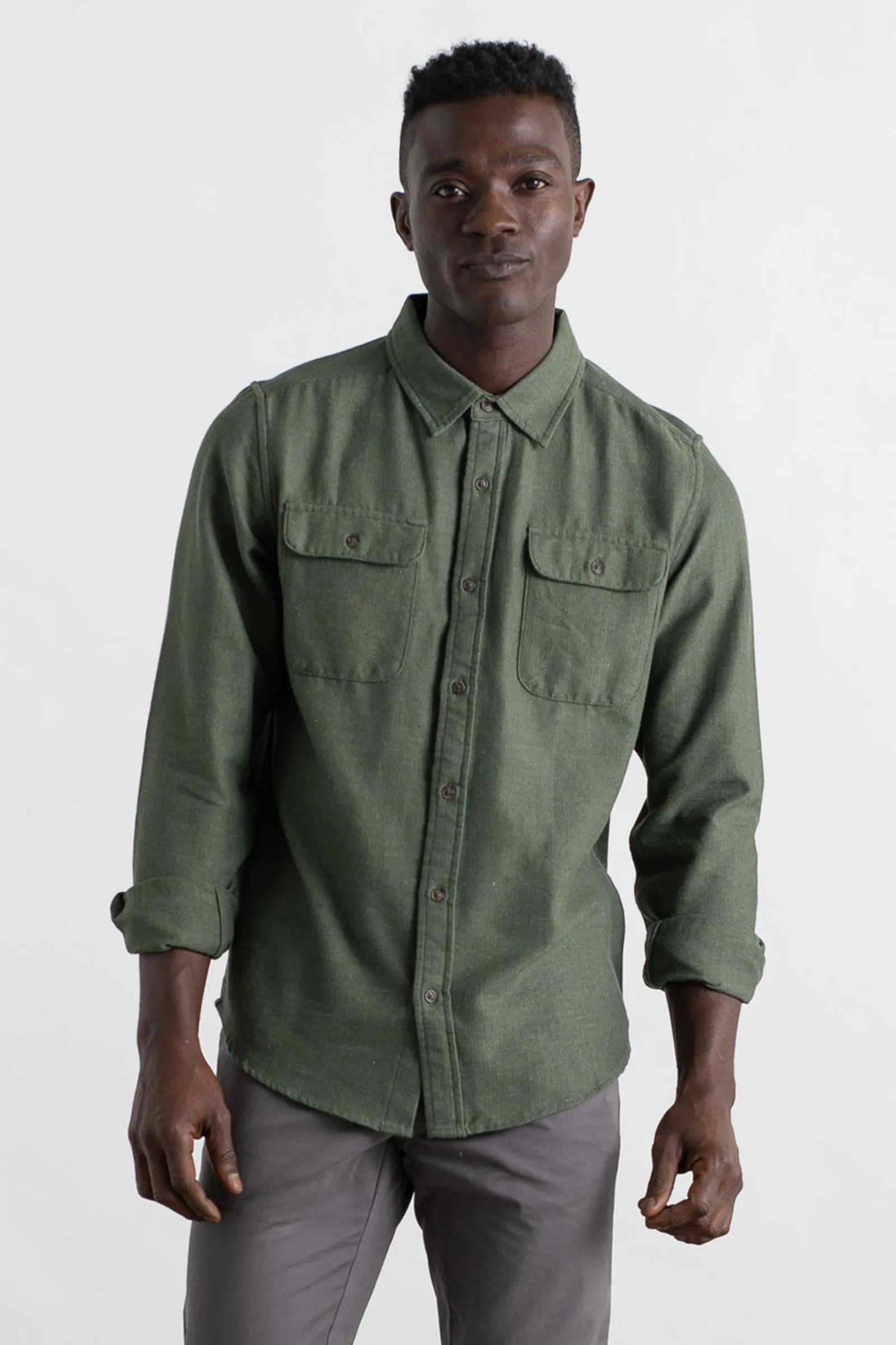 Bedford Shirt / Forest Herringbone