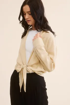 Beige Tie-Front Top