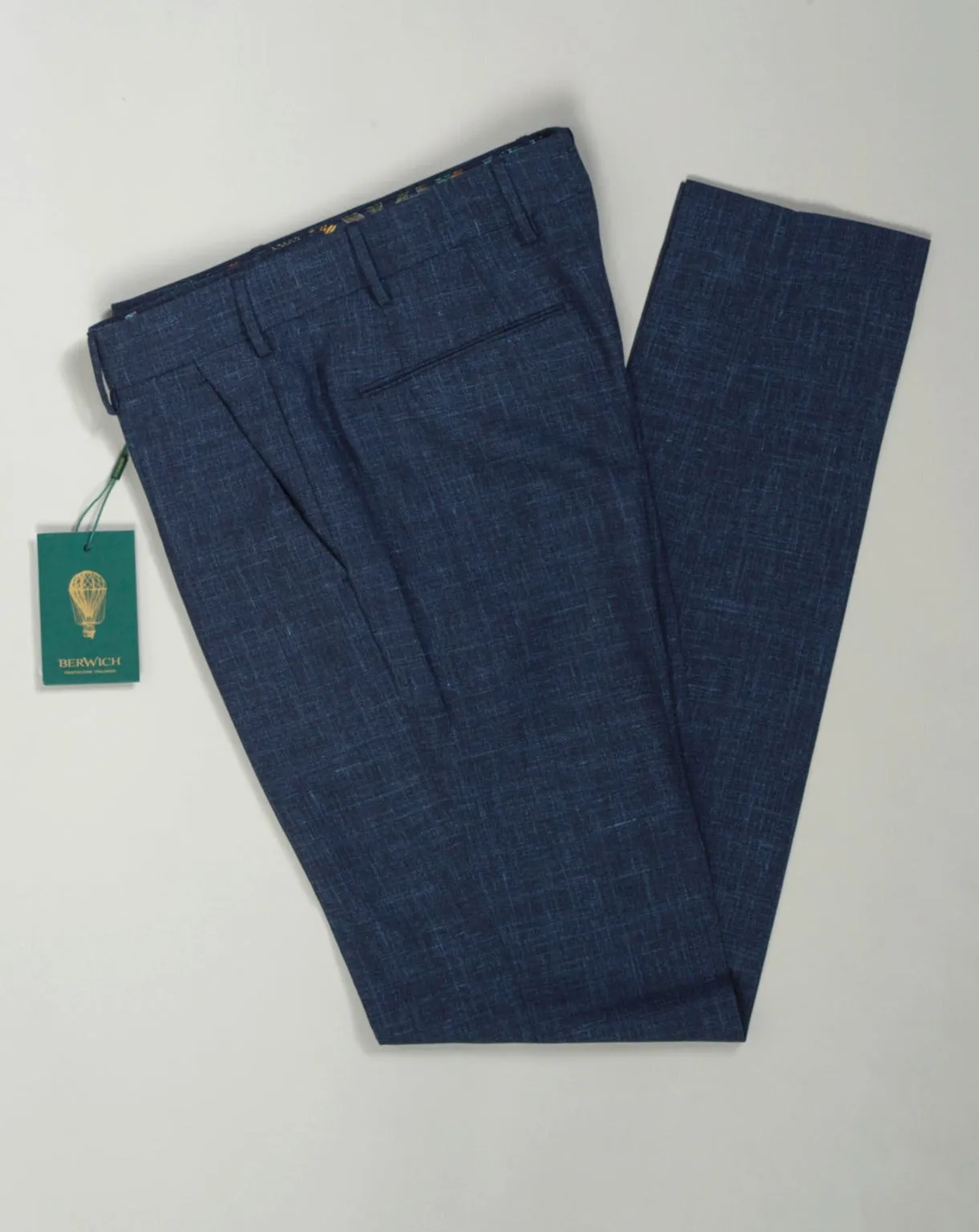 Berwich Morello Loro Piana Summertime Trousers / Blue