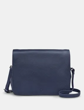 Bexley Navy Leather Flap Over Bag