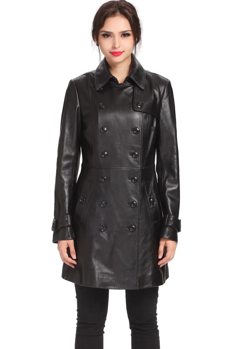 BGSD Women Ginger Lambskin Leather Coat