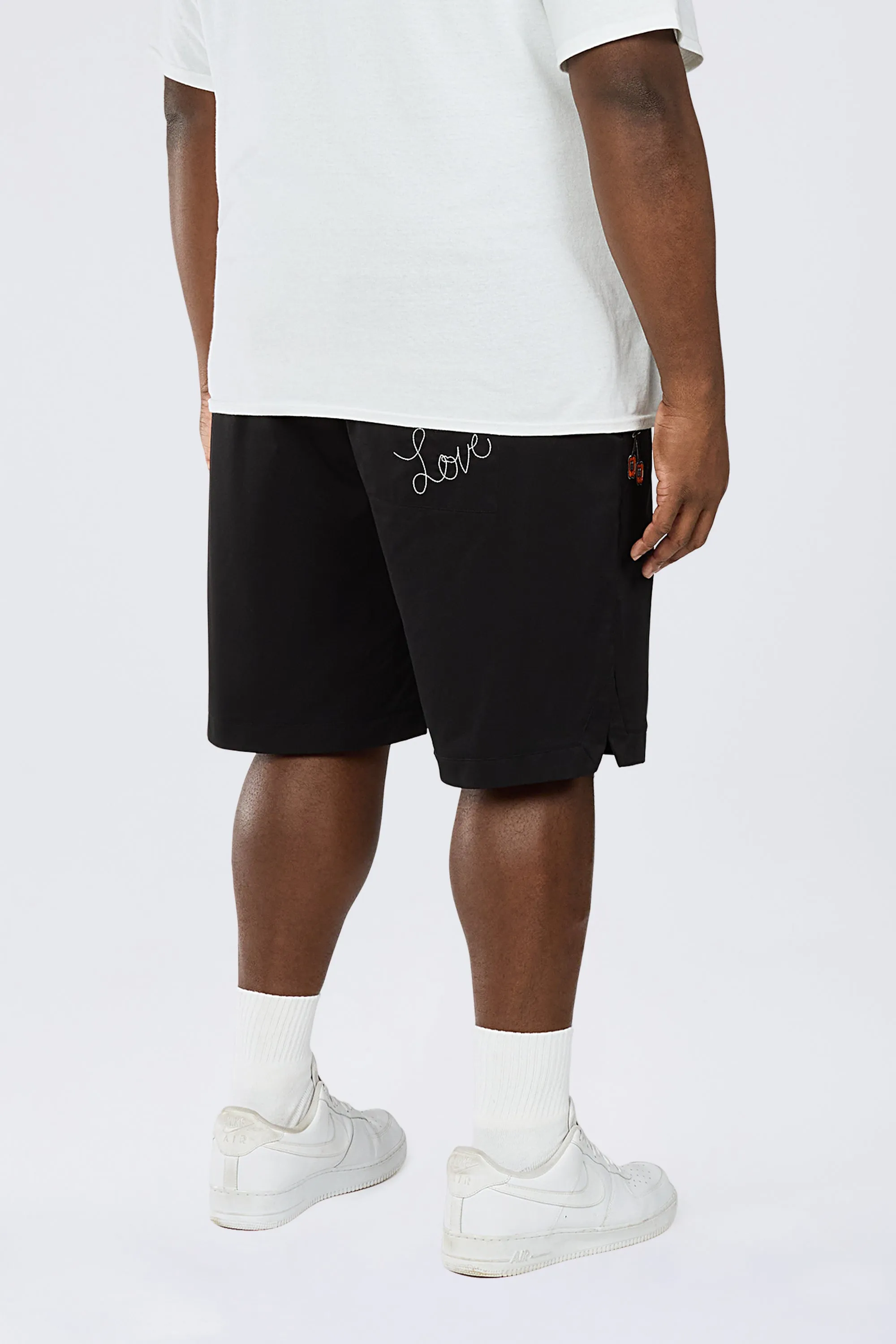 Big And Tall - Graphic Heavy Textured Twill Shorts - Black