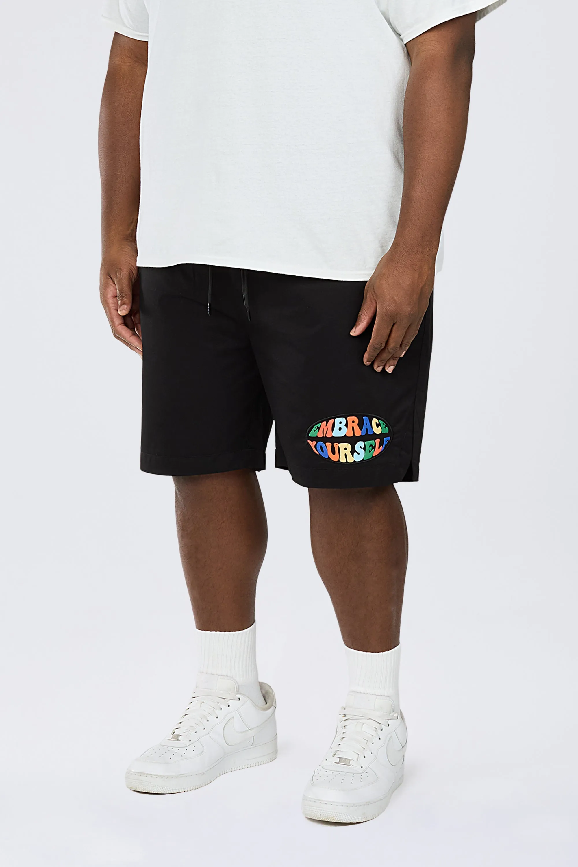 Big And Tall - Graphic Heavy Textured Twill Shorts - Black