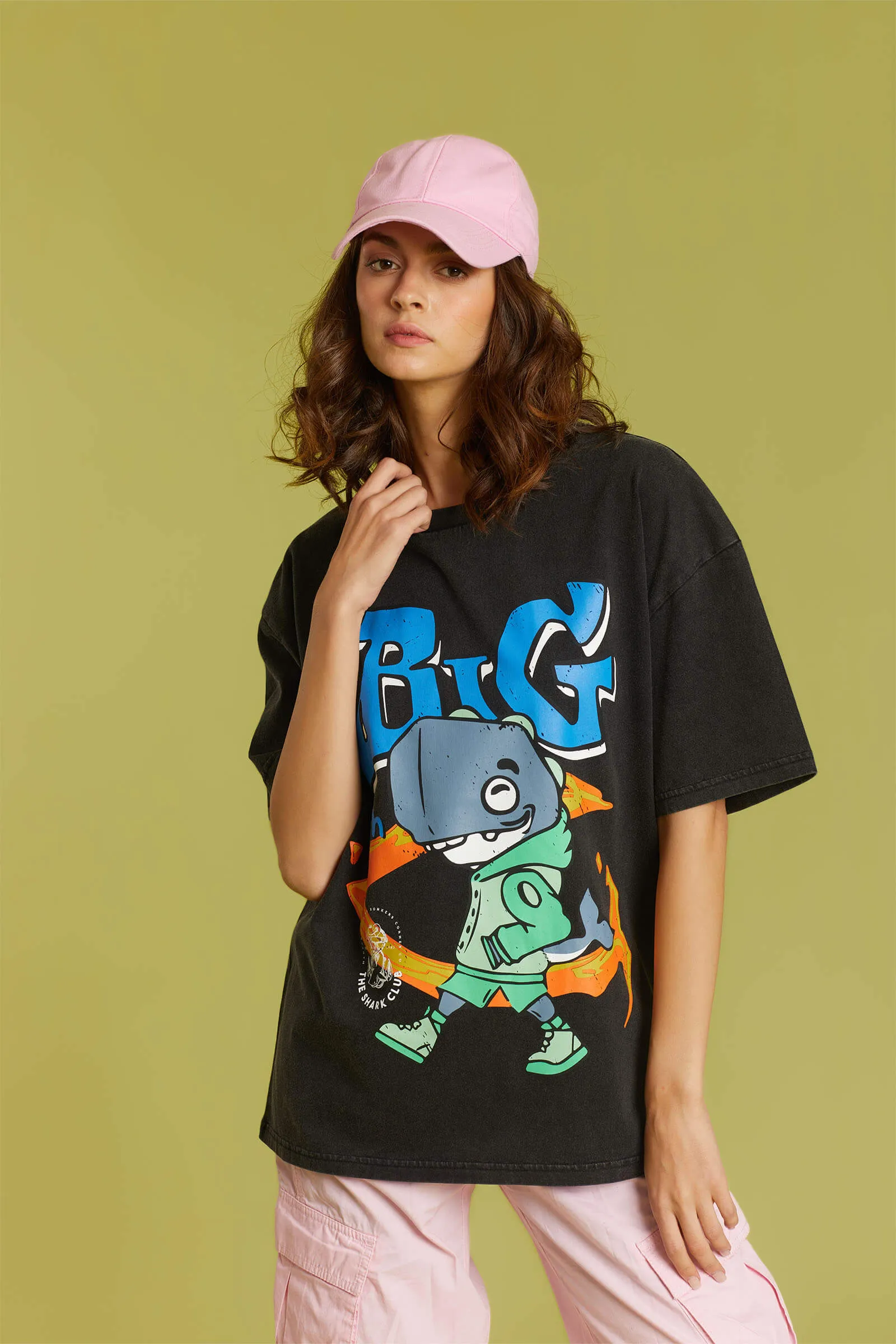 Big Fish Faded Effect Oversized T-shirt