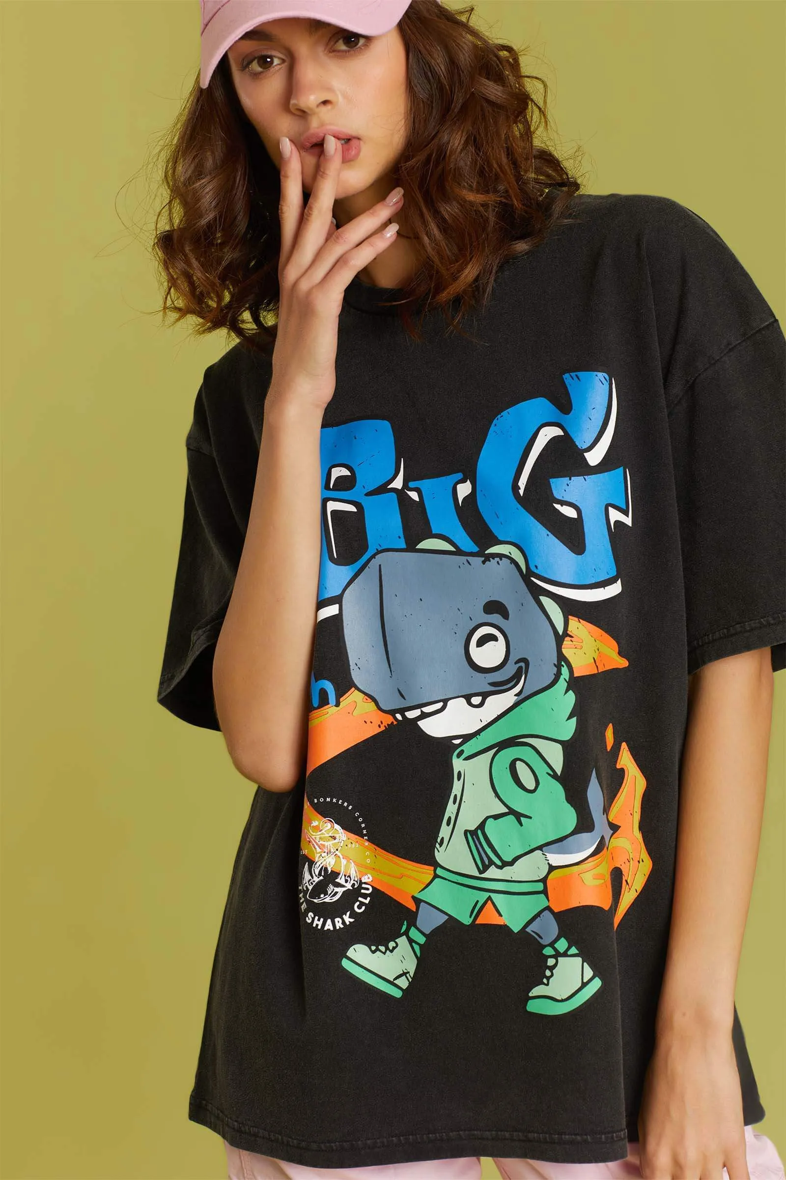 Big Fish Faded Effect Oversized T-shirt