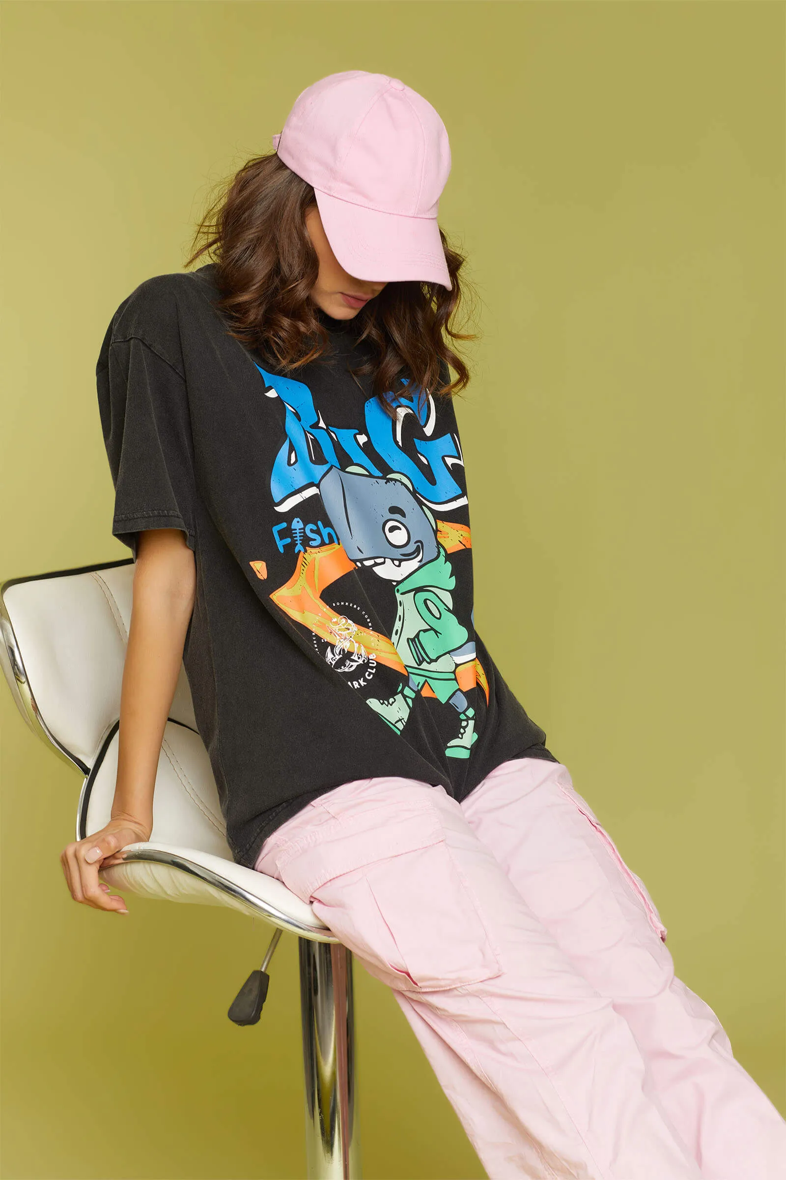 Big Fish Faded Effect Oversized T-shirt