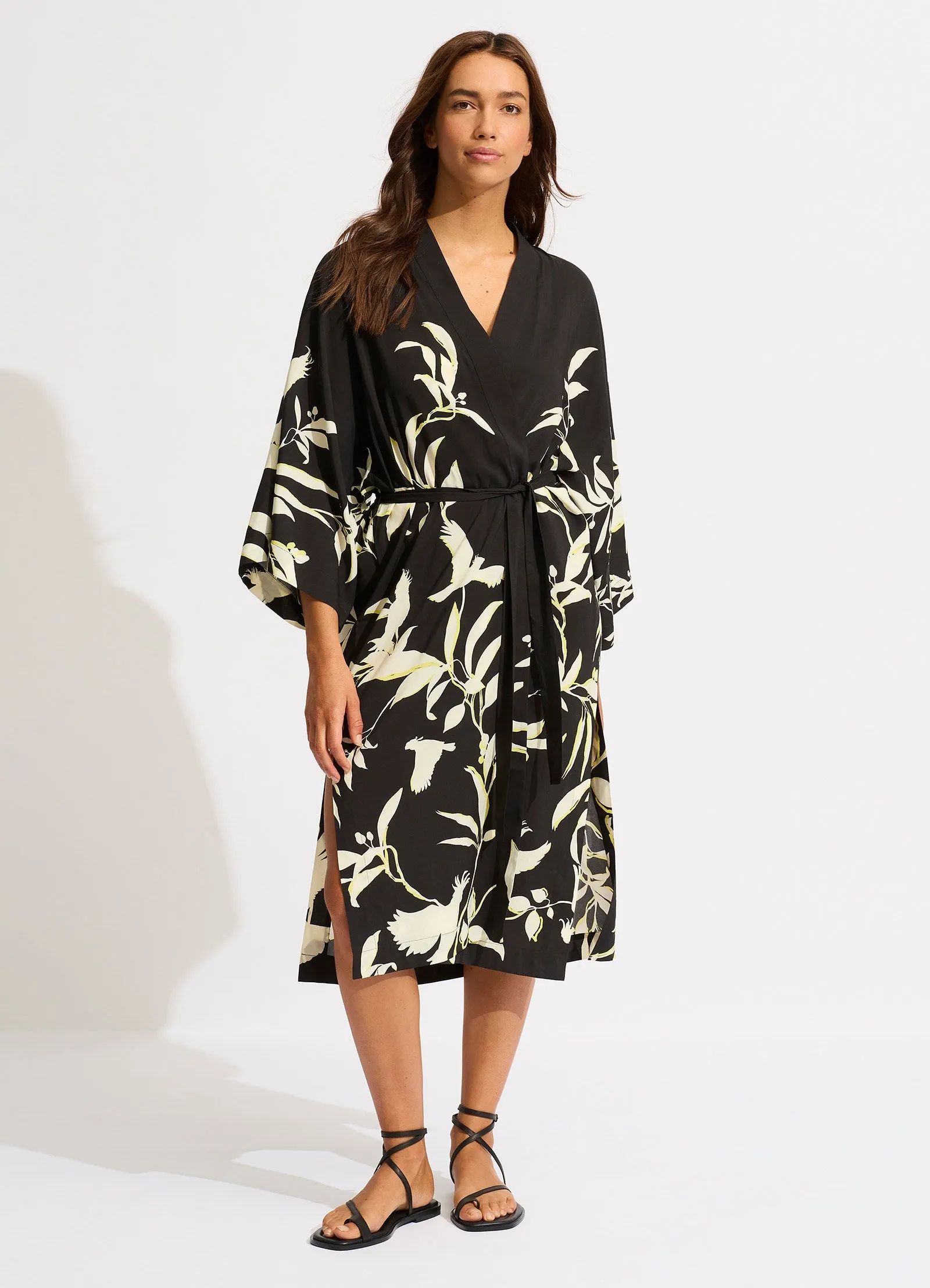 Birds Of Paradise Kimono - Black