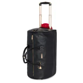 Black Apollo 1 Faux Snakeskin Rolling Duffle Bag