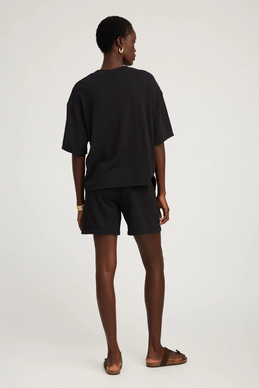 Black Cotton Terry Boxy Tee