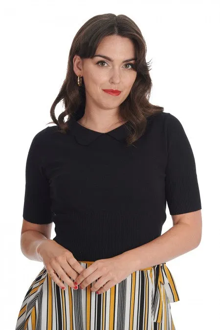 Black Half Sleeve Stretch Top Jumper