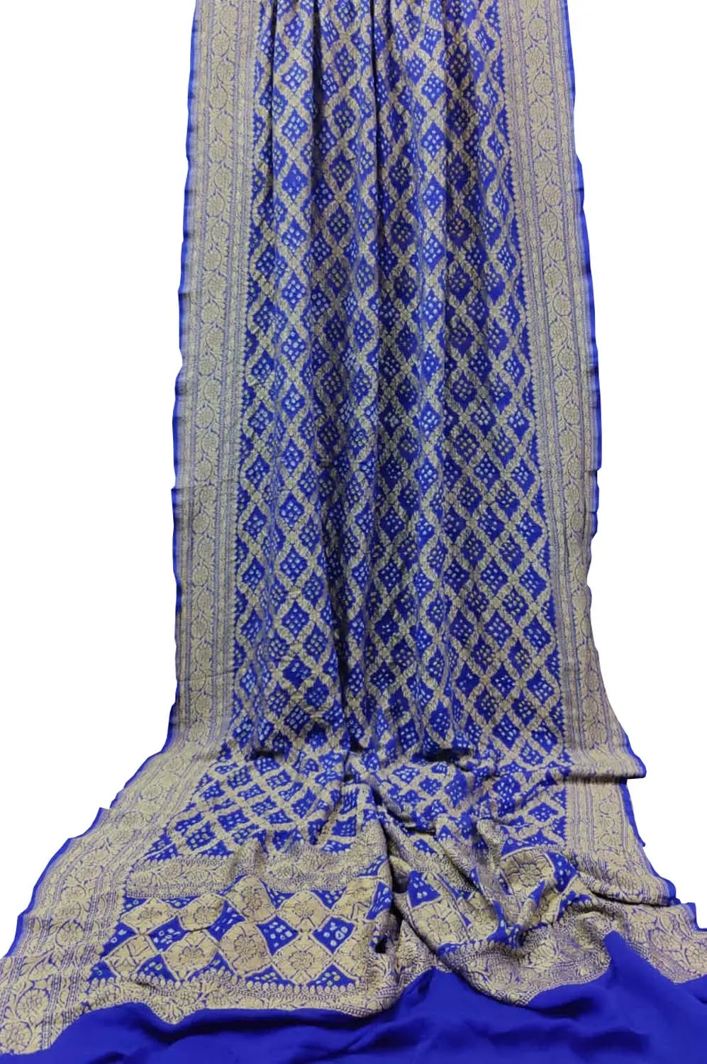 Blue Banarasi Bandhani Pure Georgette Neemzari Dupatta