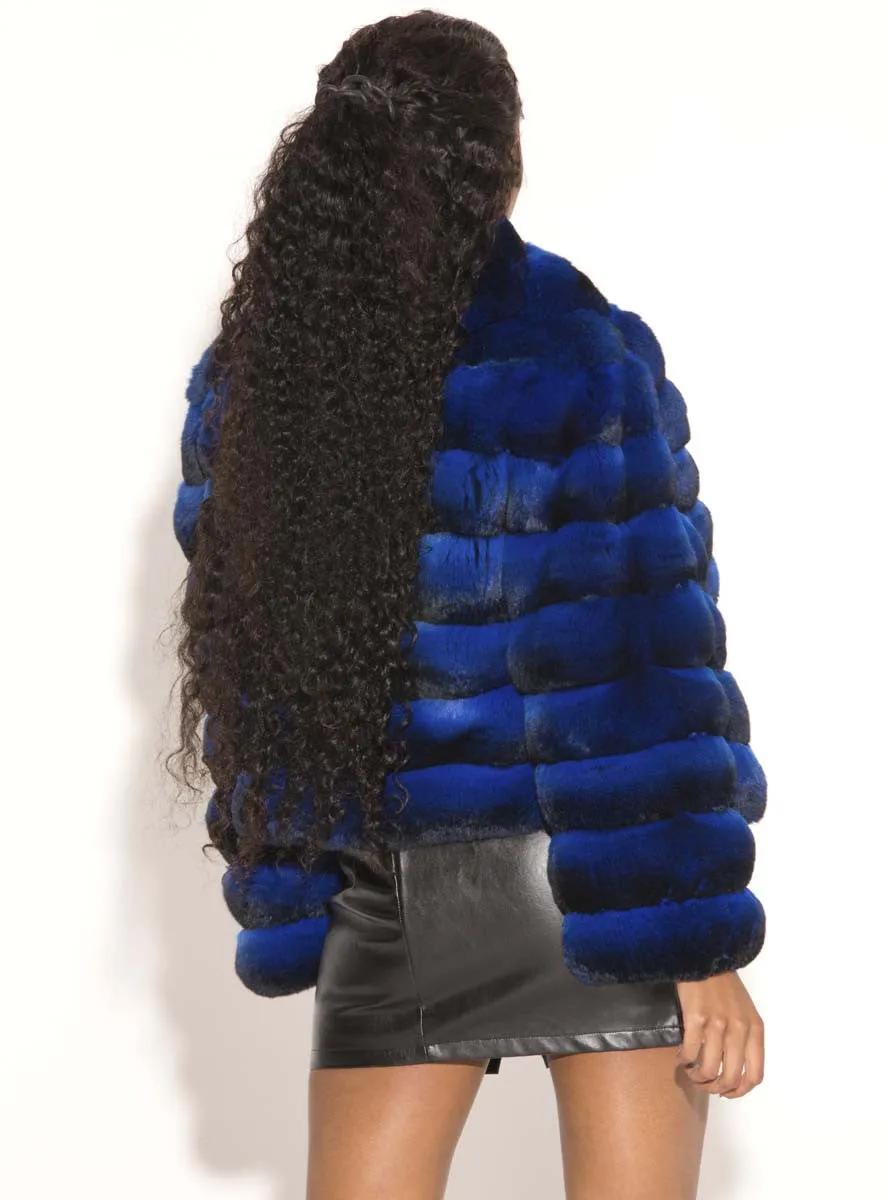 Blue Chinchilla Fur Bolero Jacket