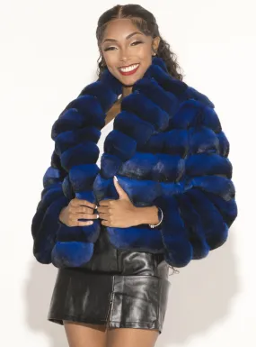 Blue Chinchilla Fur Bolero Jacket