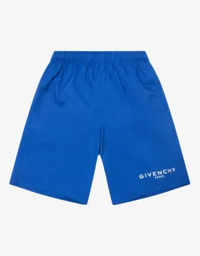 Blue Classic Logo Long-Length Swim Shorts