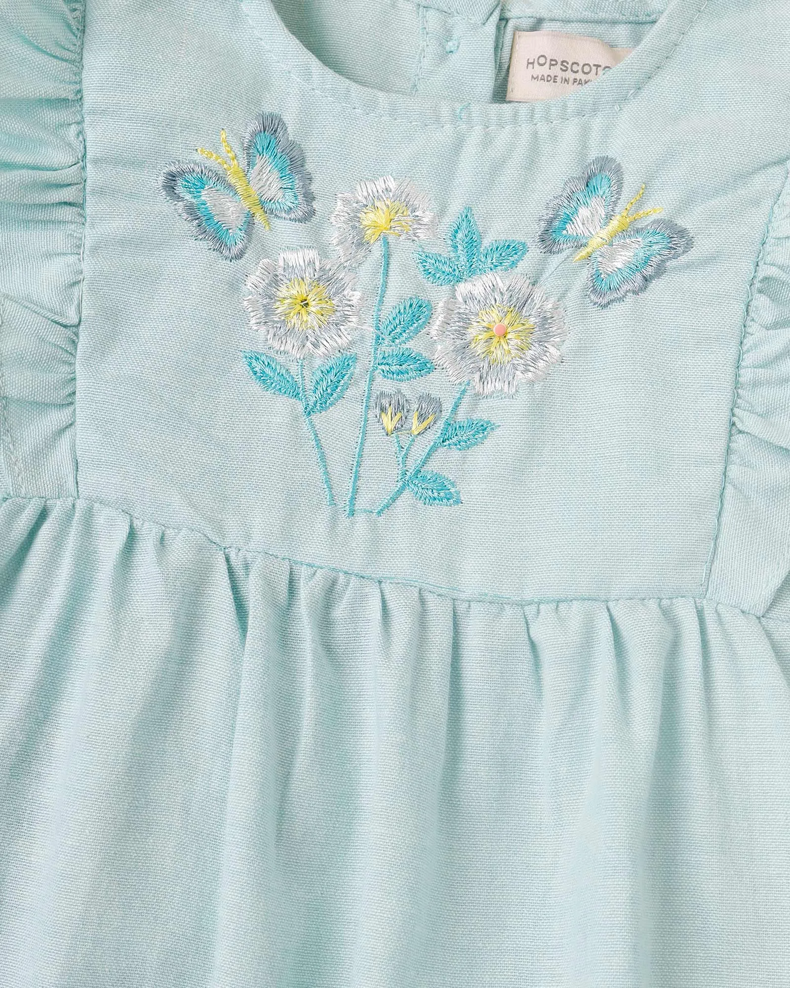 Blue Embroidered Romper