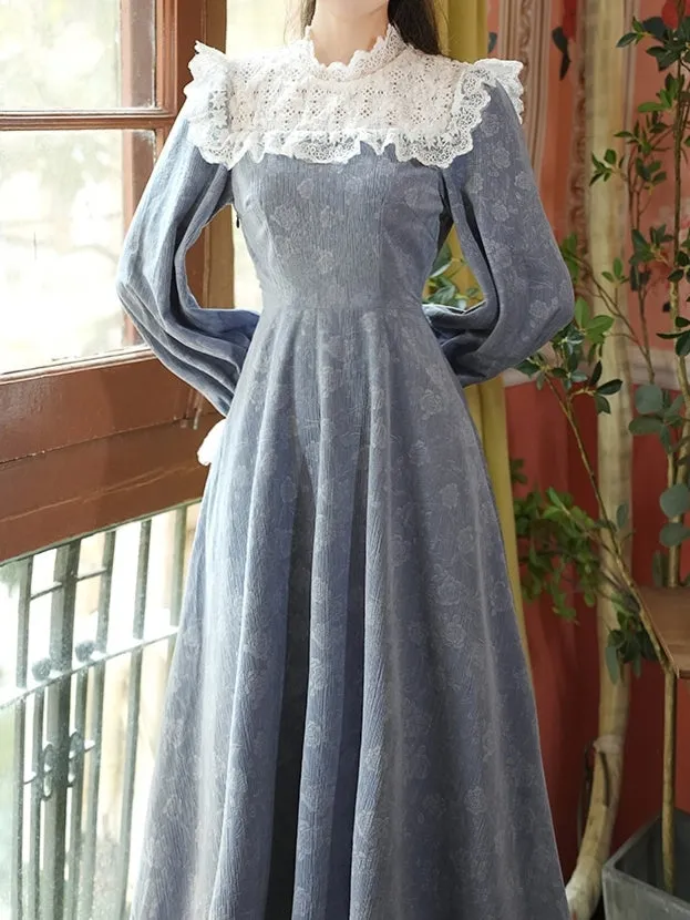 Blue Floral Victorian Dress