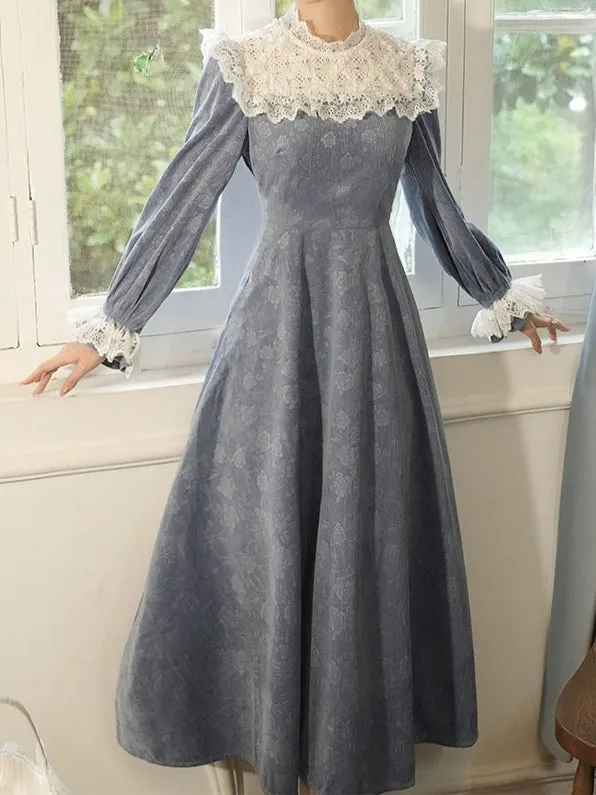 Blue Floral Victorian Dress