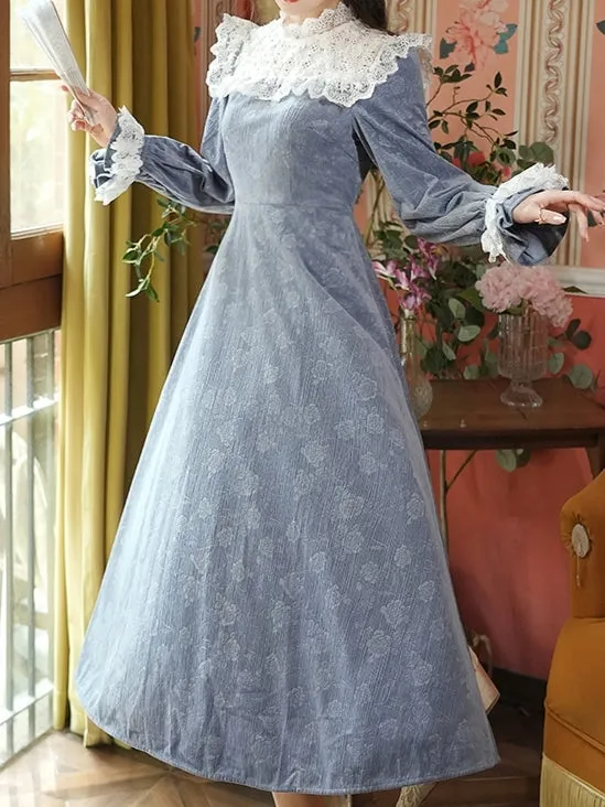 Blue Floral Victorian Dress