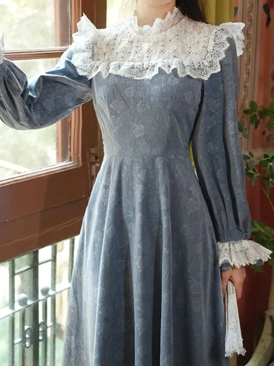 Blue Floral Victorian Dress