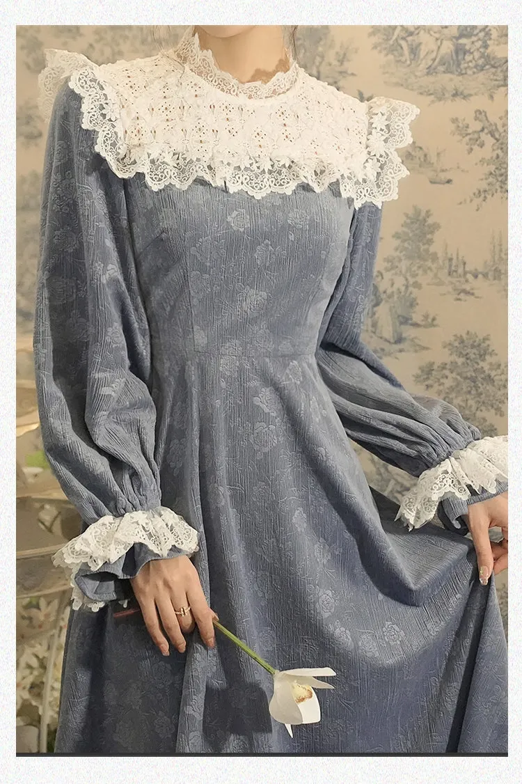 Blue Floral Victorian Dress