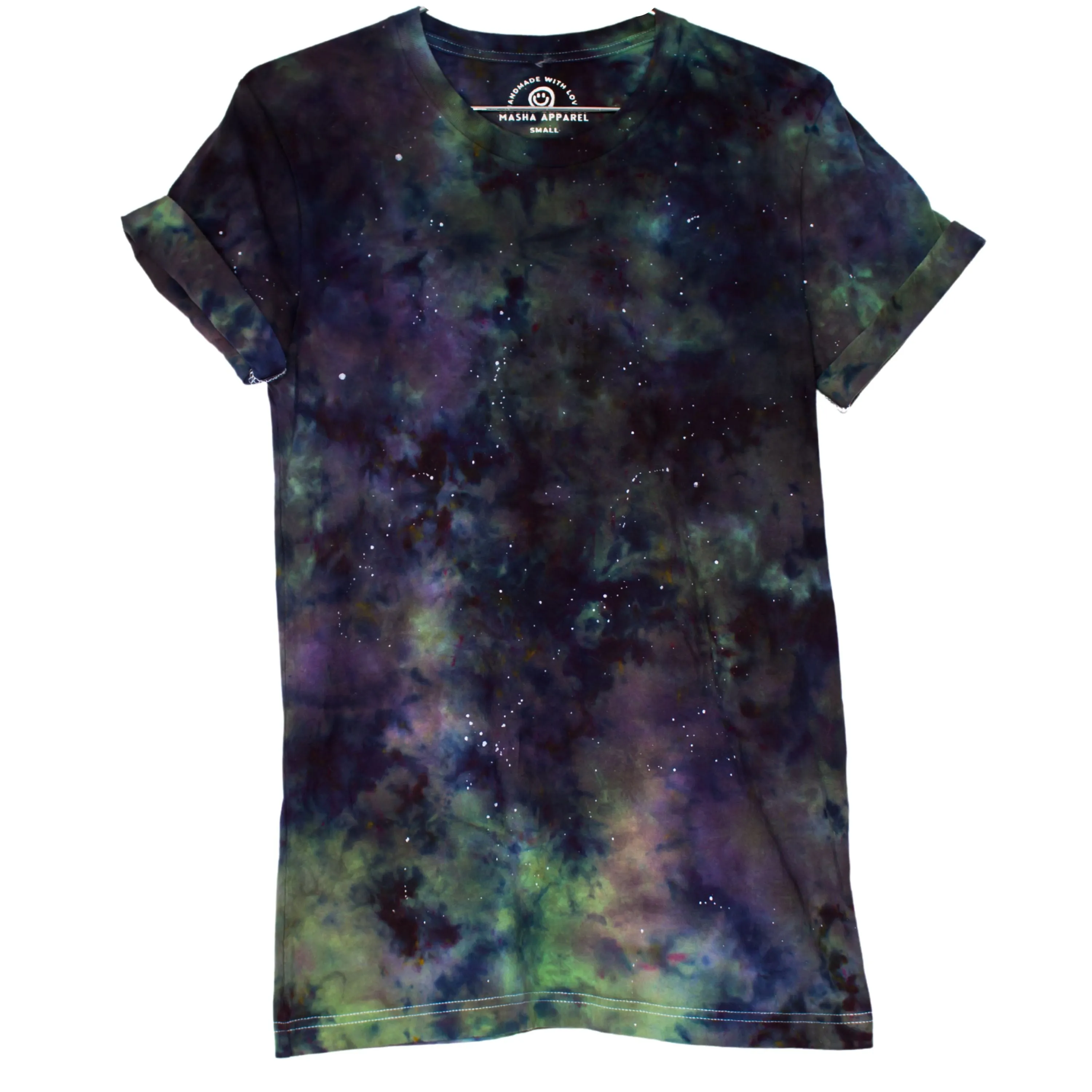 Blue Green and Black constellation nebula tie dye shirt cotton shirt for astronomy