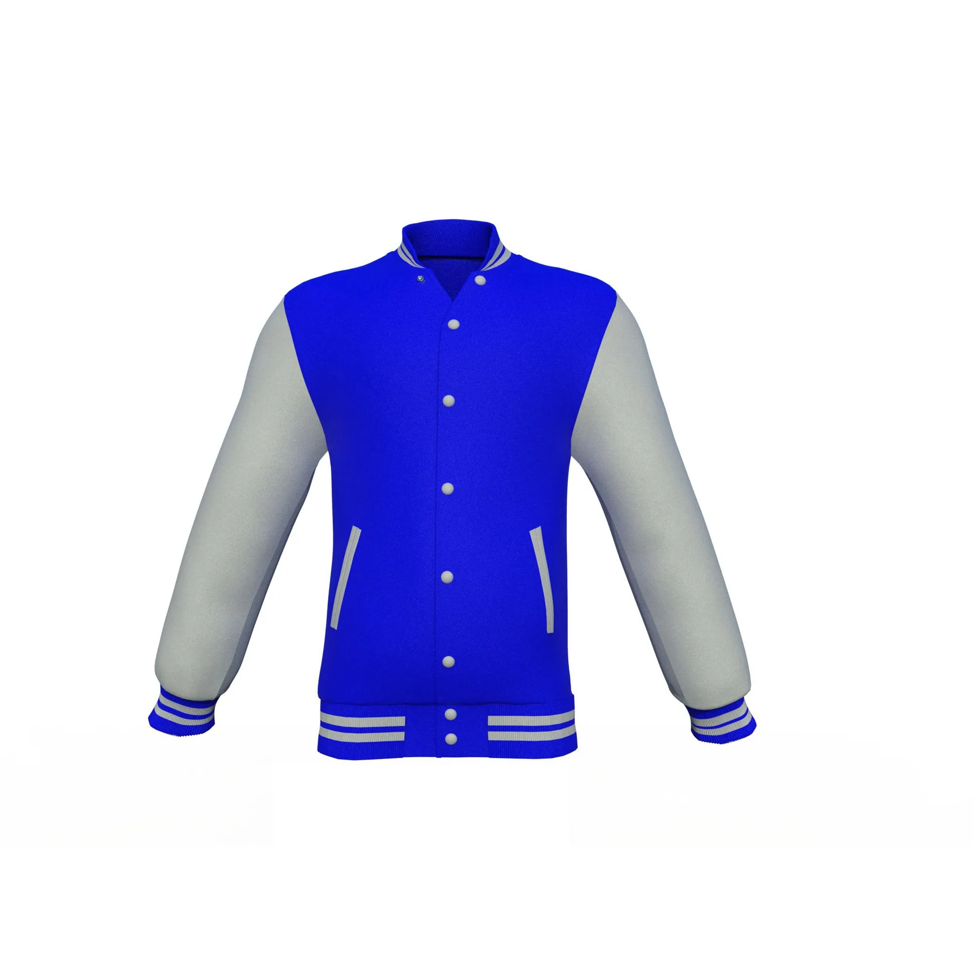 Blue Varsity Letterman Jacket with Grey Sleeves