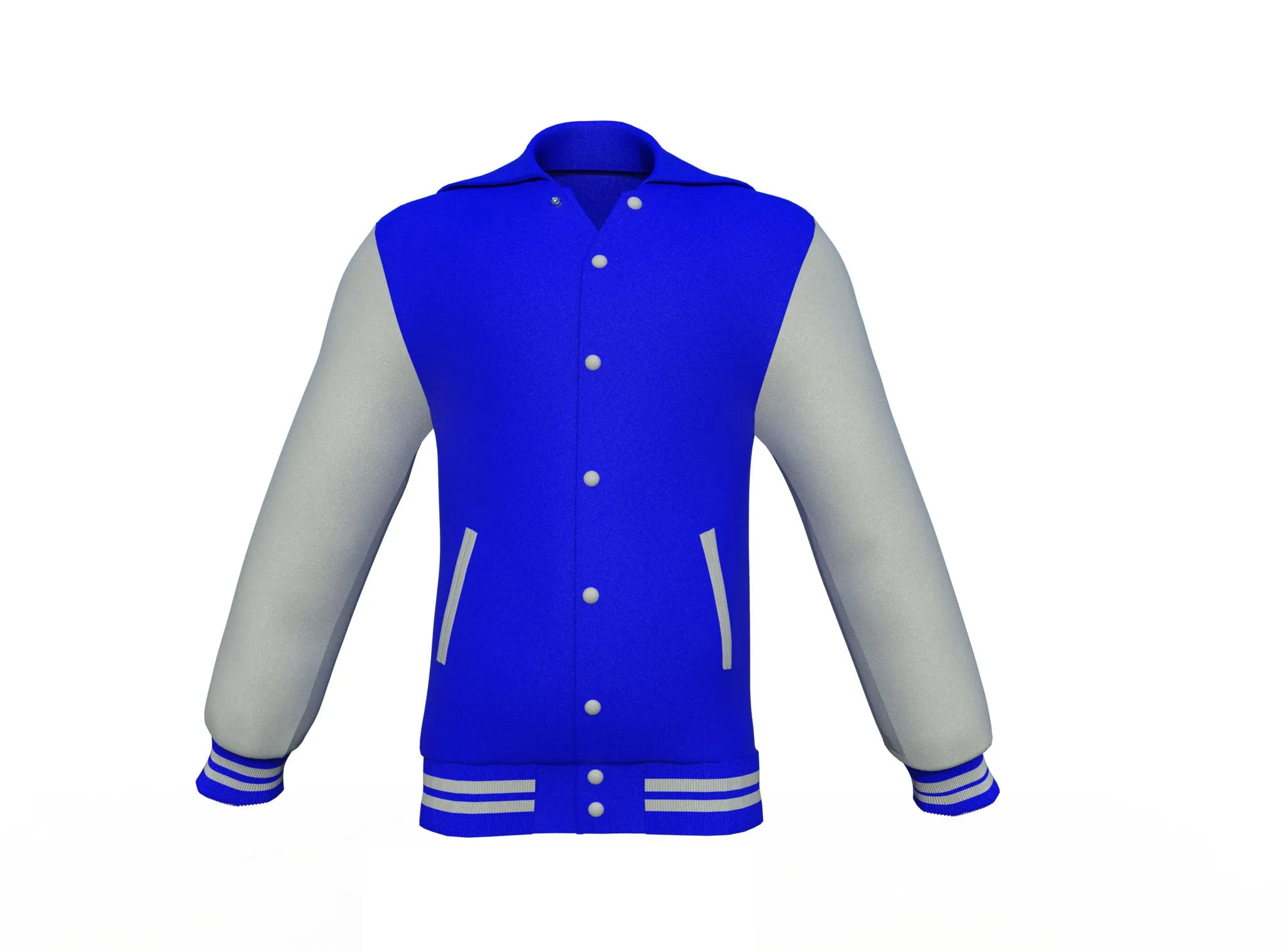 Blue Varsity Letterman Jacket with Grey Sleeves